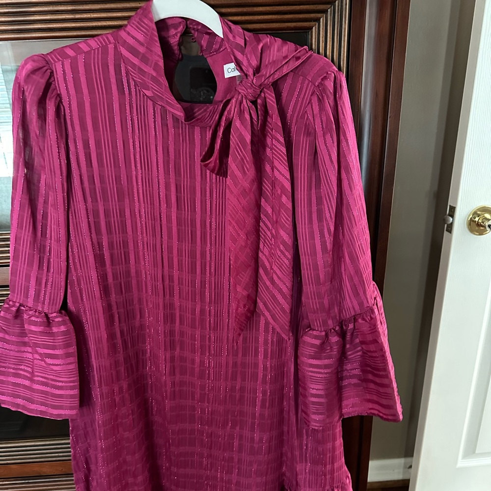 Beautiful pink Calvin Klein formal dress with gold threading.
